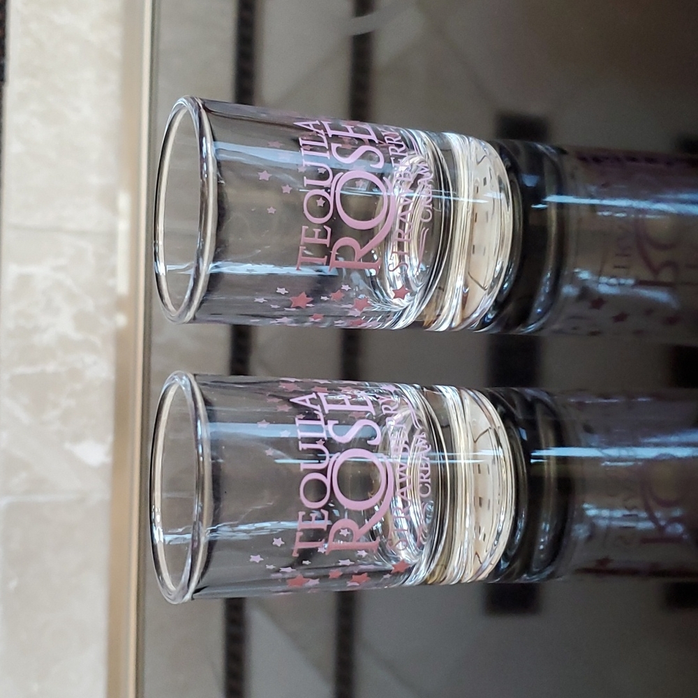 Tequila Rose Strawberry cream shot glasses set of 2 shots